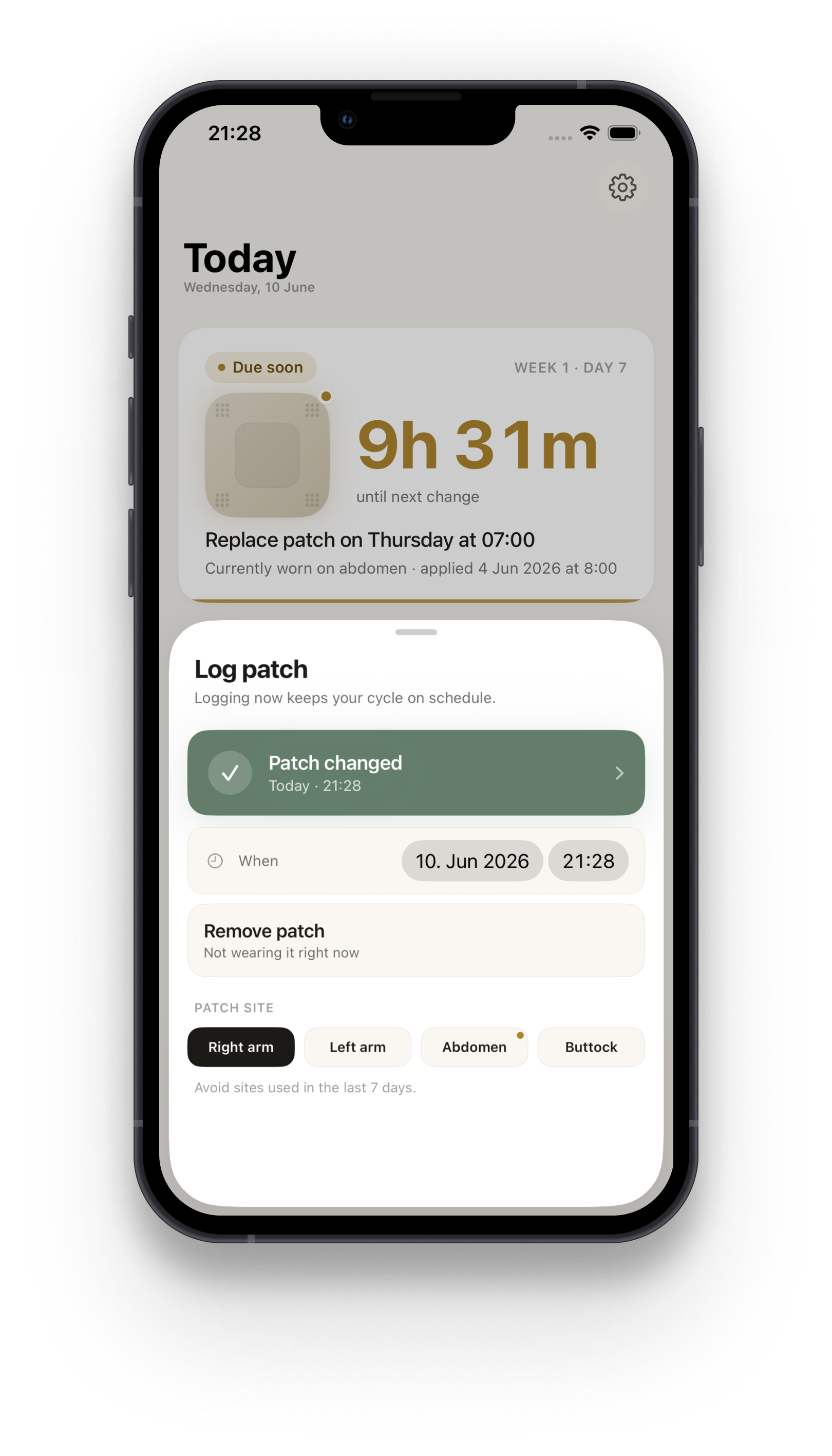 Log patch sheet with site picker